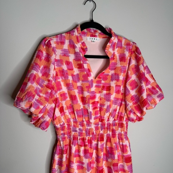 PUFF SLEEVE PRINT FLUTTER DRESS - Picture 5 of 12